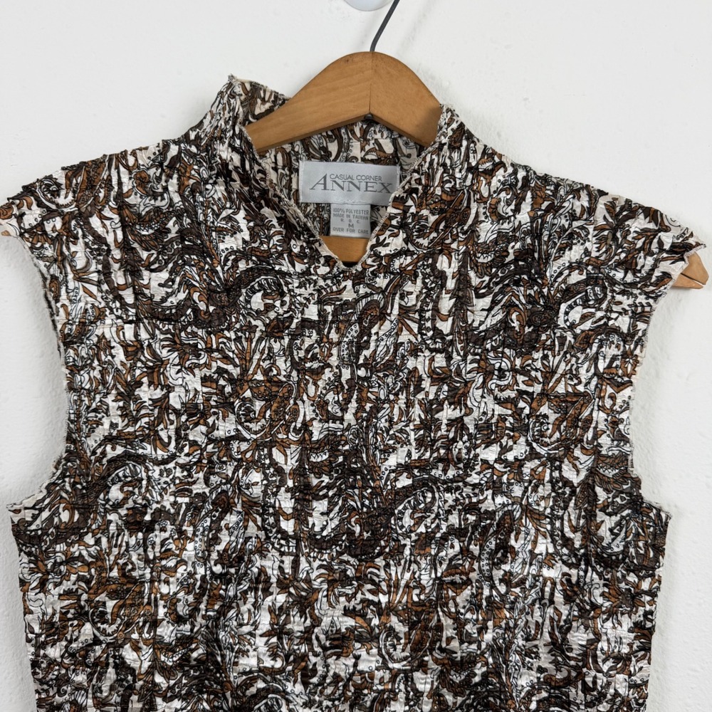 Vintage Y2K Casual Corner Annex Women Top Medium Crinkle Plisse Popcorn 90s - Picture 2 of 6
